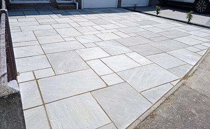 Timeless Driveway Laid with Durable and Elegant Stone Slabs